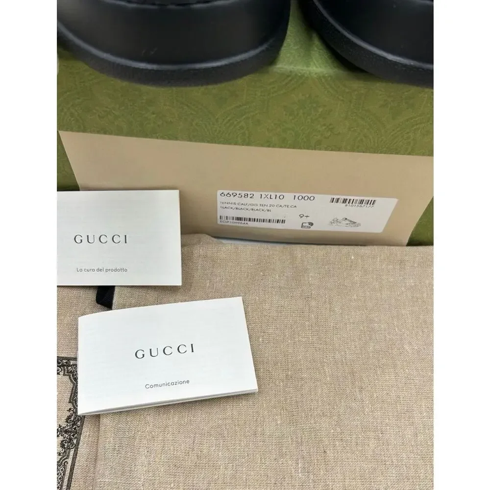 Men's Gucci GG embossed Leather sneakers size 9.5 fits 10 US made in Italy - Picture 6 of 12